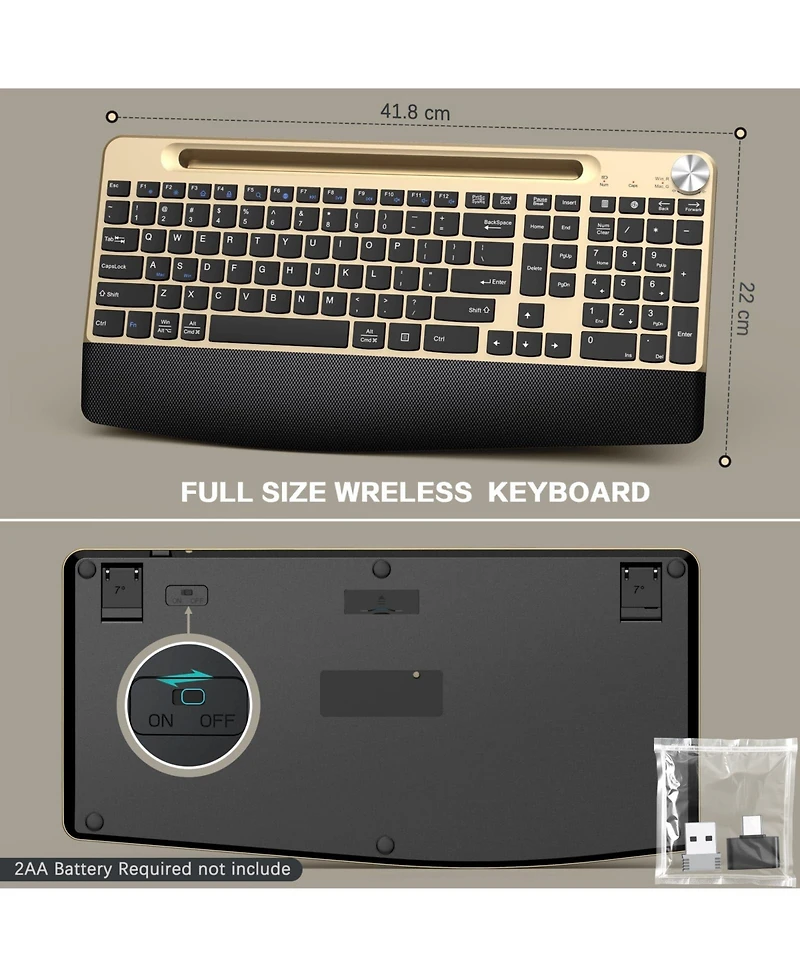 Lofree Wireless Silent Ergonomic Keyboard and Mouse Combo for Mac Windows