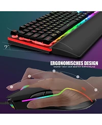 Lofree Wired Gaming Keyboard Mouse Combo Rgb Backlit 7200 Dpi Anti Ghosting Soft Wrist Rest