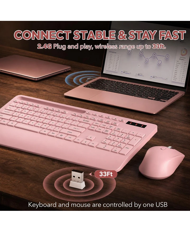 Lofree Wireless Ergonomic Wrist Rest Keyboard and Mouse Combo for Mobile Devices and Computers