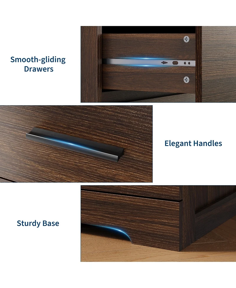 Gaomon 2 Set of 5 Drawer Dresser for Bedroom, 47" Tall Chest Drawers, Modern with Metal Handles, Storage Organizer.