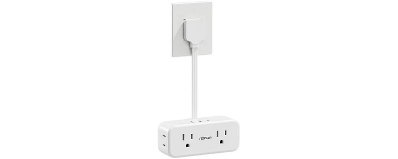 Tessan Wall Outlet Extender with 0.5Ft, 1 Usb C, 2 Usb A for Home, Office and Travel