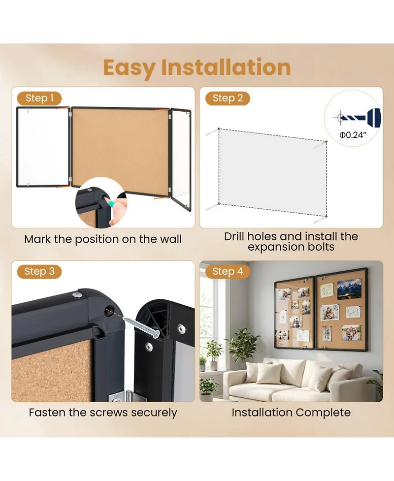 Sugift Enclosed Bulletin Board with Aluminum Frame and Felt Surface
