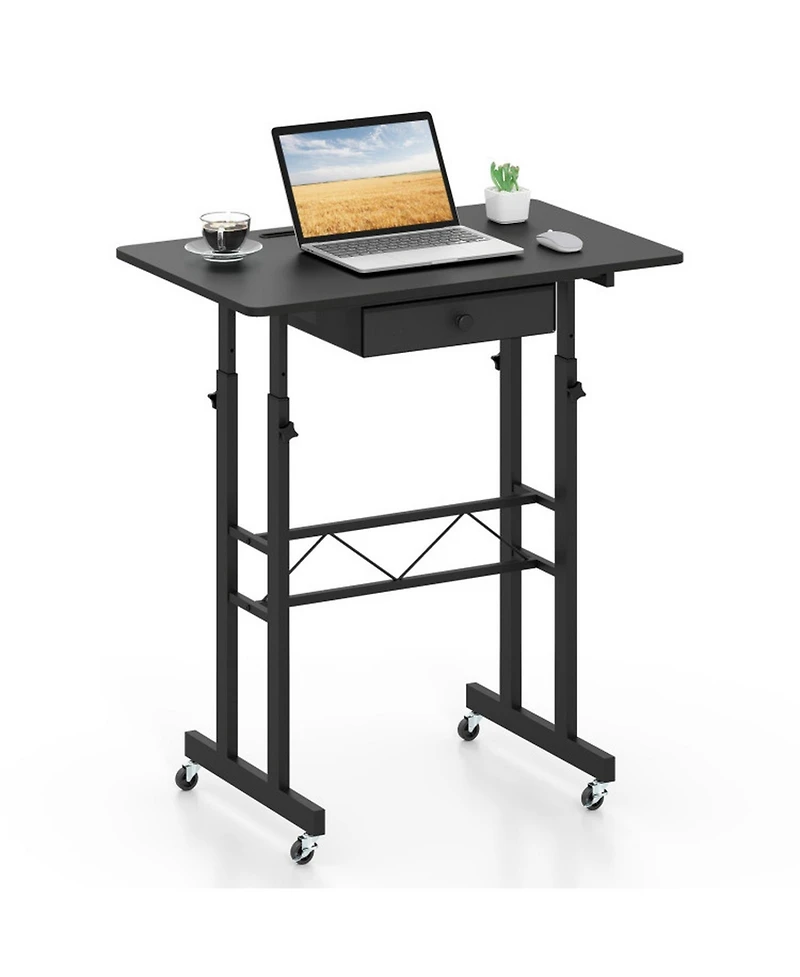 Sugift Height Adjustable Laptop Desk with Fabric Drawer and Tablet Holder