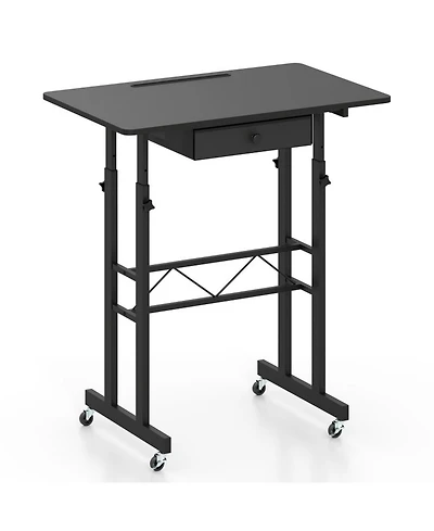 Sugift Height Adjustable Laptop Desk with Fabric Drawer and Tablet Holder