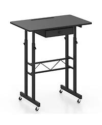 Sugift Height Adjustable Laptop Desk with Fabric Drawer and Tablet Holder