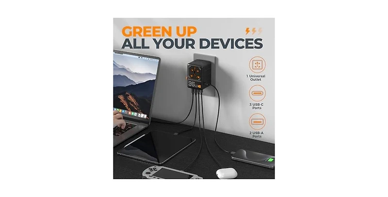 Tessan 35W 3 Usb-c 2 Usb-a Travel Adapter