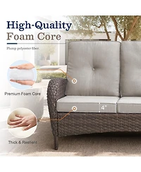 Bellefurn 7-Piece Outdoor Wicker Patio Family Gatherings Conversation Set with 3-Seater Sofa, Arm Chairs and Ottomans