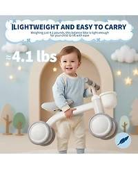 Baby Balance Bike Toys for 1 Year Olds 12-24 Months, Balance Bike with Soft Seat and Front Basket, No Pedal 4 Silence Wheels First Riding Toys