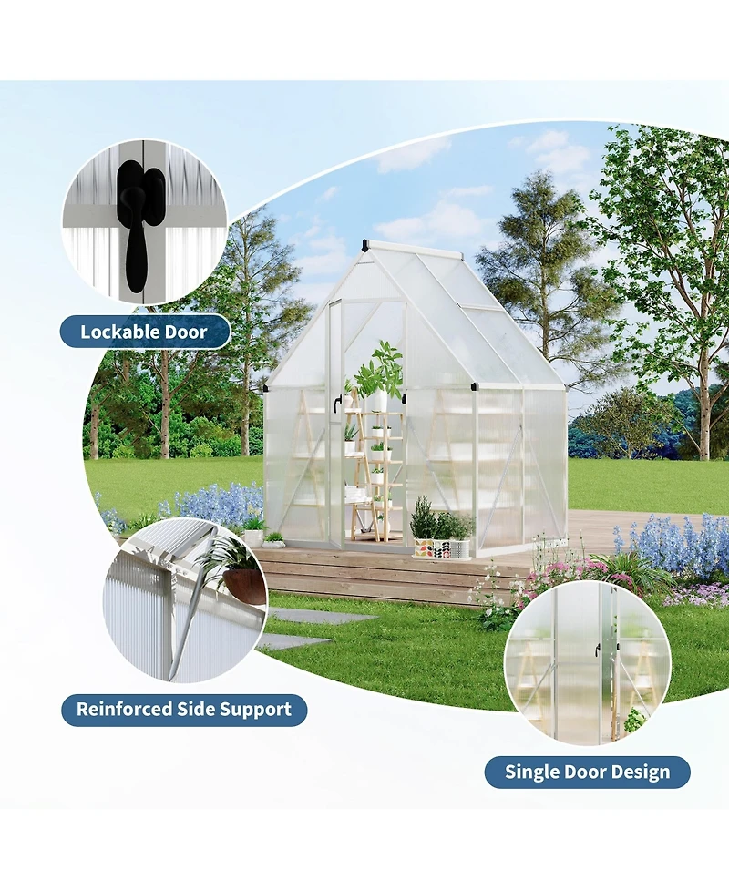 67x45x77 In Hard Anodized Aluminum Greenhouse, 6x4 Ft Sun Room with Reinforced Frame for Outdoor Garden Backyard Patio