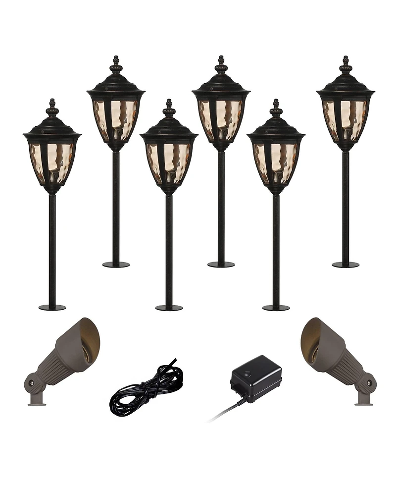 John Timberland Uvas 22 1/2" High Traditional 10-Piece Outdoor Landscape Path and Spot Light Set Porch Led Bulb Bronze Finish