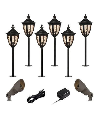 John Timberland Uvas 22 1/2" High Traditional 10-Piece Outdoor Landscape Path and Spot Light Set Porch Led Bulb Bronze Finish