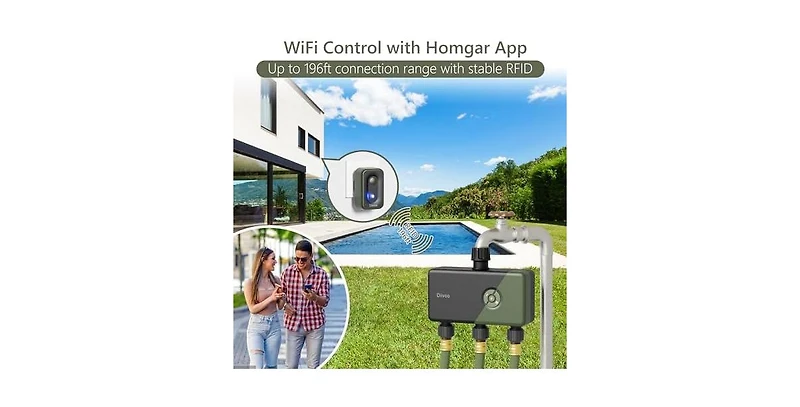 Tessan 3-Zone WiFi Sprinkler Timer with App and Voice Control, 18 Irrigation Programs, Rain Delay and Mist Mode