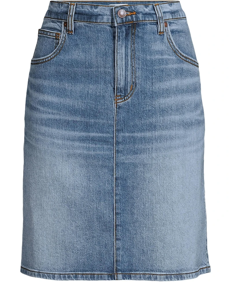 Lands' End Women's Soft Denim Classic 5 Pocket Above the Knee Skirt