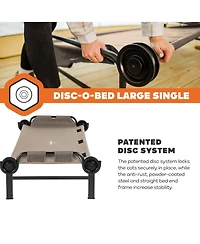 Disc-o-Bed Single Cot, Portable Sleep Solution for Tents and Cabins, Tan, Large