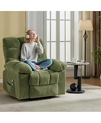 30x26x20 In Rocking Chair with Chenille Upholstery, Iron Frame Lounge Sofa for Living Room Bedroom Reading Relaxation, Green/Grey/Beige