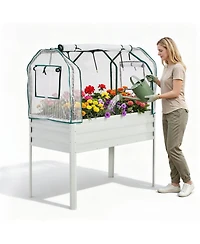 48x24x55in Raised Garden Bed with Legs, Steel Planter Box Insect Net Cover and Watering Sprinkler, for Vegetables Herbs Patio Balcony, 3 colors
