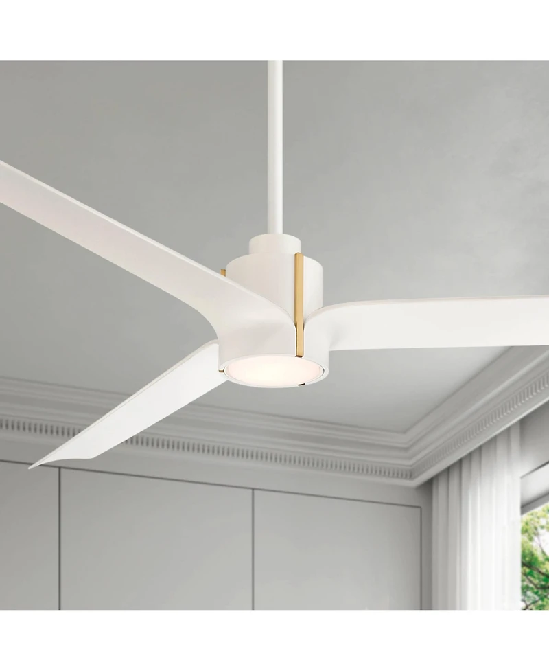60" Casa Vieja Aero Matte White Led Ceiling Fan with Remote
