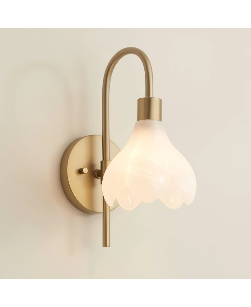 Possini Euro Design Possini Euro Magnolia 12 1/2" High Aged Brass Cloud Glass Wall Sconce