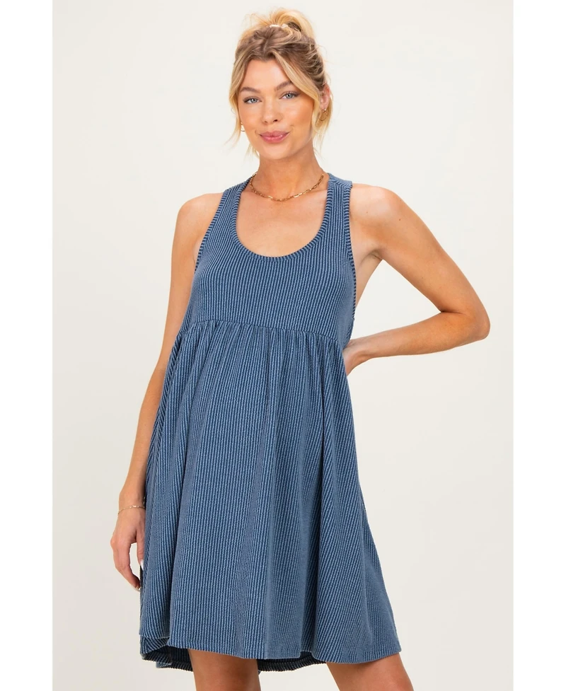 Pinkblush Charcoal Ribbed Sleeveless Open Back Maternity Midi Dress