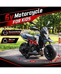 6V Kids Ride On Licensed Motorcycle Toy, Battery Powered Sport Bike with Training Wheels for Indoor Outdoor Play, Gray/Red/Black, Ages 3-6