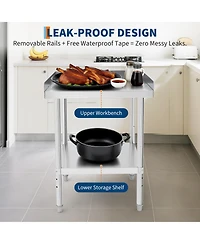 24 x 12 30/24 30 in. Stainless Steel Bbq Prep Table, Outdoor Grill Work Table with Removable Backsplash for Patio Backyard, Silver