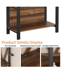 4/3 Tier Bookshelf with Led Light Strip, Iron Frame Open Bookcase, Storage Display Shelf for Living Room Bedroom Home Office, Grey/Brown