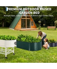 94x47x23 In Raised Garden Bed with Pvc Cover, Galvanized Steel Oval Planter Box for Vegetables Flowers Herbs Outdoor, Dark Green
