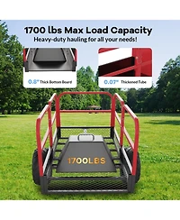 28x54x36 In Atv Heavy Duty Utility Trailer, Alloy Steel 1700 Lb Capacity with Mesh Sides for Garden Farm Land Transport, Red