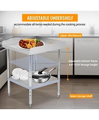 60/48/30/24/12 Stainless Steel Bbq Prep Table with Guard, Outdoor Grill Station Work for Patio, Backyard Barbecue, Silver