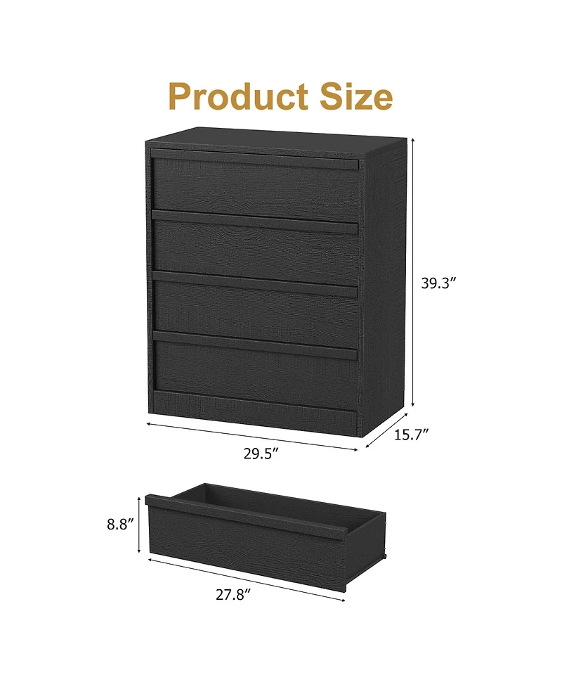 gaomon 4 Drawer Dresser for Bedroom, 39.3" Tall Wooden Storage Chest with Deep Drawers for Closet, Living Room