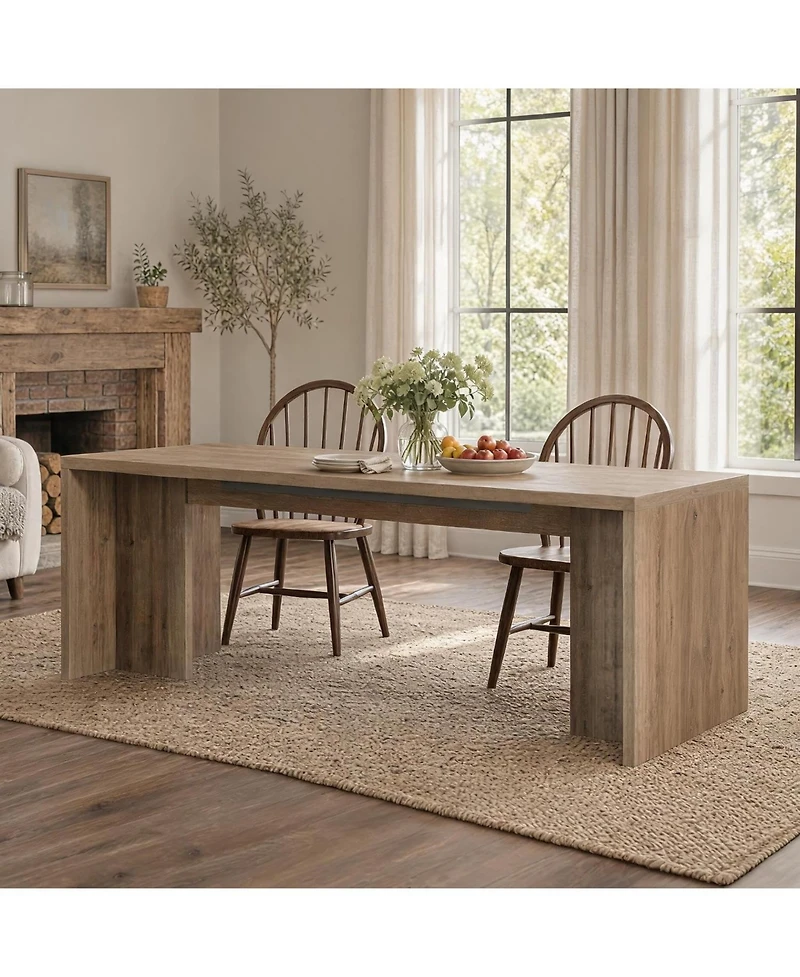Tribesigns Extra Long Rectangle Brown Solid Wood Computer Desk, Rustic Home Office Writing Work Desk