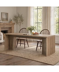 Tribesigns Extra Long Rectangle Brown Solid Wood Computer Desk, Rustic Home Office Writing Work Desk