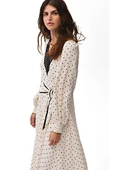 Mint Velvet Women's Polka Dot V-Neck Long-Sleeve Wrap Maxi Dress