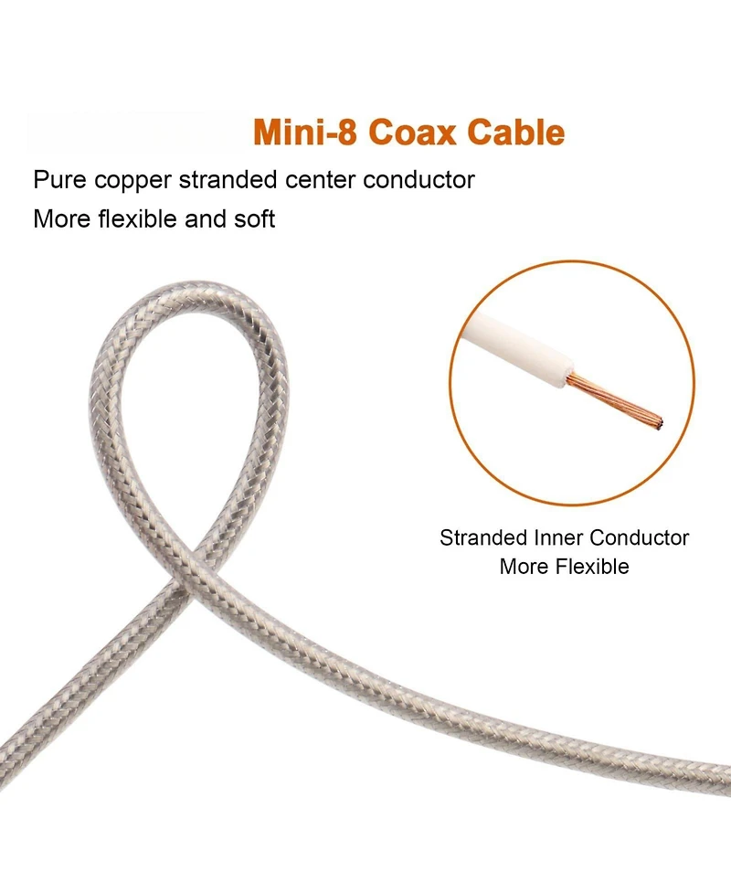 Lofree RG8X Low-Loss Double-Shielded Stranded Core Coaxial Cable, 10 ft.