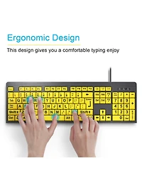 Lofree Large Print Wired Keyboard High Contrast Oversized Letters For Low Vision