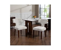 Flynama Set of 2 Chenille Mid Century Dining Chairs, Wood Frame Upholstered Accent Chairs