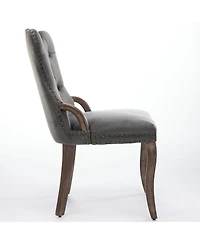 Flynama Set of 2 Hand Tufted Velvet, Solid Wood Handles Nail Curved Wood Legs Dining Chairs