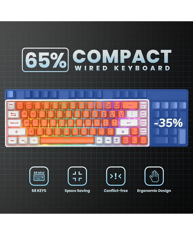 Lofree 65% Compact Wired Membrane Gaming Keyboard