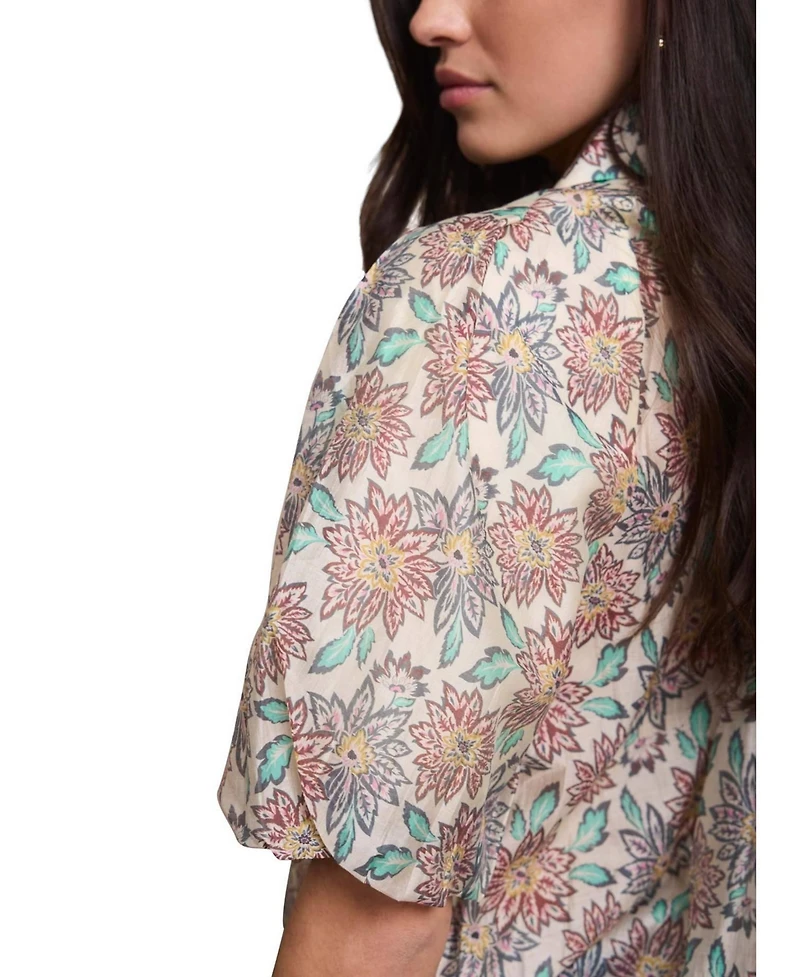 Mint Velvet Women's Floral-Print Puff-Sleeve Shirt