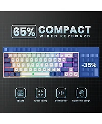Lofree 65 Ultra Compact Wired Led Backlit Ergonomic Gaming Membrane Keyboard