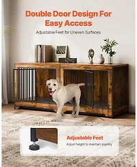 Vevor Dog Crate Furniture 75 in Indoor Wooden Dog Kennel with Divider and Tray