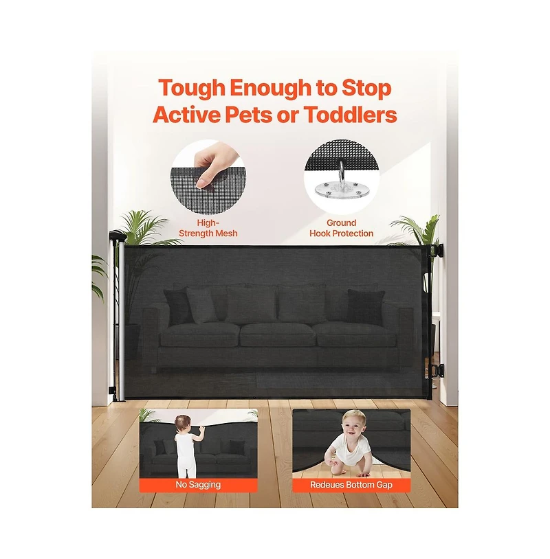 Ruie Retractable Walk Through Pet Gate 38 in Tall Extends to 72 in