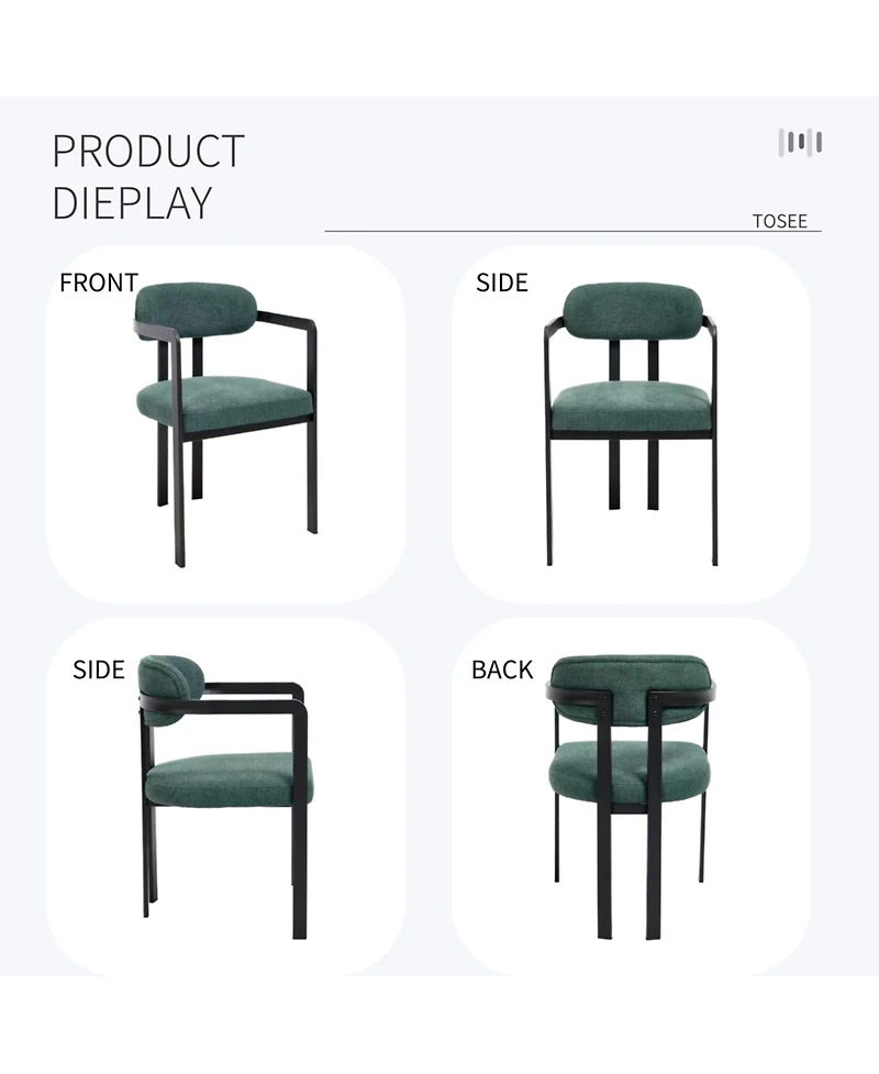 Flynama Modern Boucle Dining Chairs Set of 2, Mid-Century Upholstered Side Chairs with Metal Legs