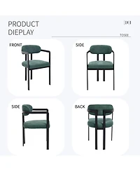 Flynama Modern Boucle Dining Chairs Set of 2, Mid-Century Upholstered Side Chairs with Metal Legs