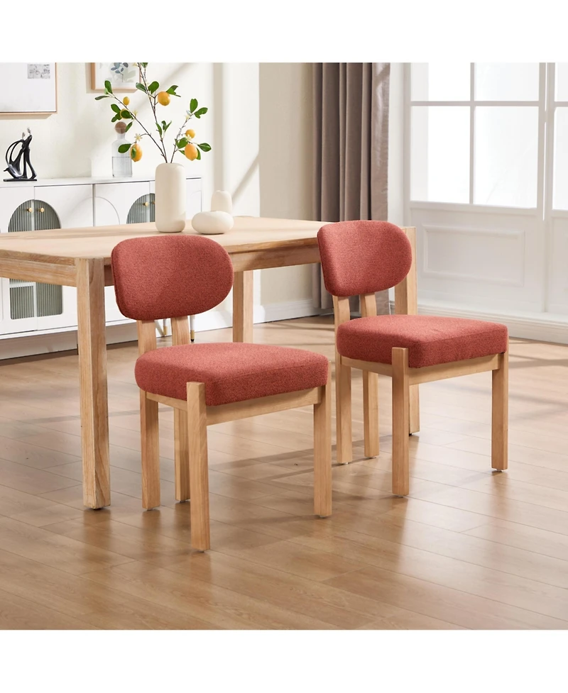Flynama Wooden Dining Chairs Set of 2, Modern Fabric Upholstered Kitchen Chairs, Farmhouse Style Dining Chairs