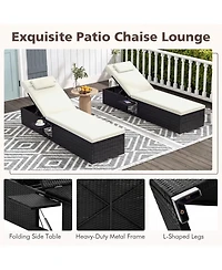 Gymax Patio Chaise Lounge With 6-level Backrest Comfy Seat Cushion and Headrest Backyard Mix