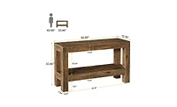Slickblue 63" Farmhouse Console Table with 2-Tier Storage