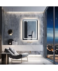 Luvodi 28"x36" Smart Led Bathroom Mirror with Bluetooth Speaker Temperature Display Front-lit, Backlight, Anti-Fog