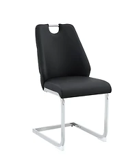 Flynama Set of 2 Mesh Pu High Back Dining Chairs, Back Ring Chrome Pull Handle Solid Iron Frame