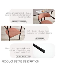 Flynama Set of 2 Mid-Century Boucle Tufted Dining Chairs, Metal Leg Kitchen Accent Chairs